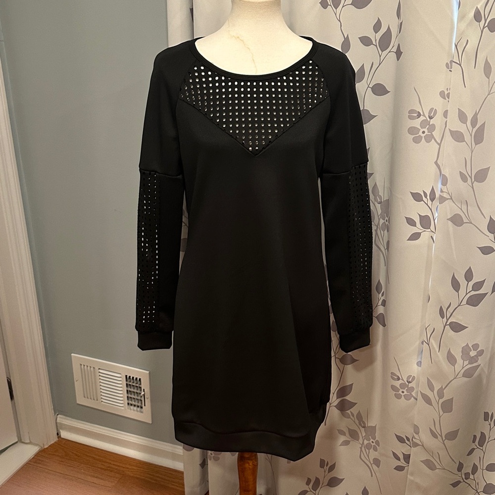 Fabletics Black Mini Dress with Neoprene Details